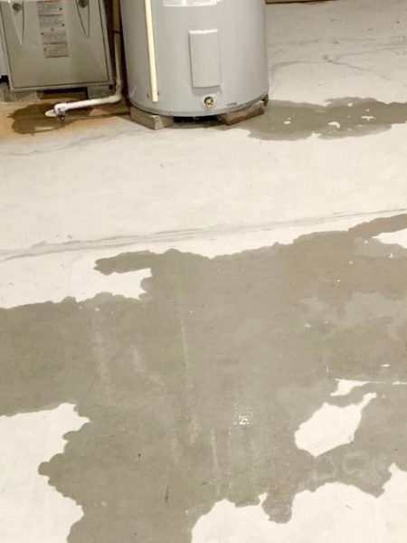 Water leak on a basement floor