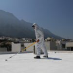 commercial waterproofing contractor working on roof waterproofing