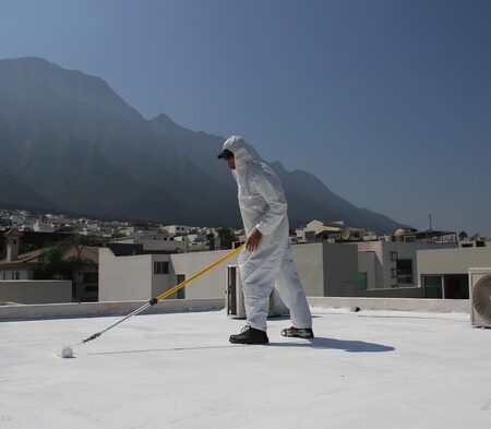 commercial waterproofing contractor working on roof waterproofing